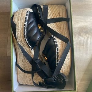 Leather Wedge Espadrille Sandals Size 8.5